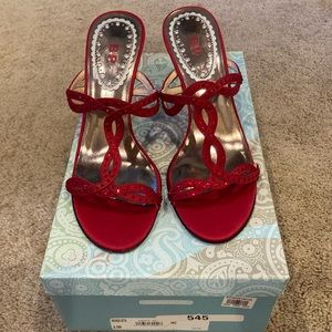 New Nordstrom BP Renee Red Satin Sandals with Crystals Size 5.5 New in Box